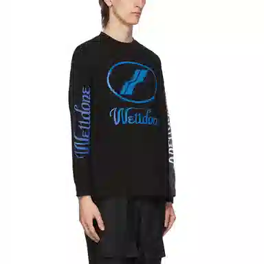 WE11DONE WD Print Logo Long Sleeve Tee Black