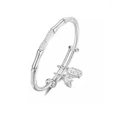 银千惠 竹愿平安 新中式竹报平安节节高升竹节镯子 学业上岸镂空福牌竹叶流苏手环 小众清冷感推拉款女友首饰 满天星竹韵 手镯 女款 礼盒