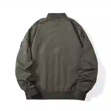 赞仕 美式街头脏脏复古纯色做旧棒球领拉链小众短款飞行夹克外套 男女同款 废土杏