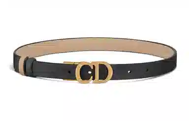 DIOR Letter Logo Smooth Buckle Belt Black 2cm