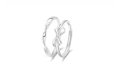 牧言 冷淡风气质简约小众设计高级感 光面立体素圈莫比乌斯蝴蝶结缠绕对戒可调节指环 合金 交织爱恋戒指 男女同款情侣款