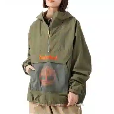 Timberland x C.F. Stead SS24 Indigo Suede Half-Zip Windbreaker Hoodie