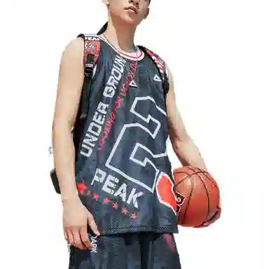 匹克 休闲运动字母印花篮球背心 男款 黑色