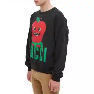 Gucci SS23 Apple Logo Crewneck Sweatshirt Black