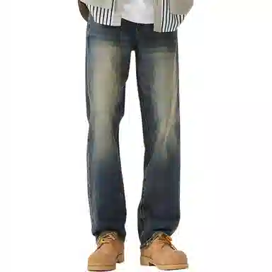 ALL IN Washed Straight Jeans Blue