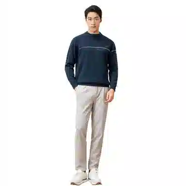 恒源祥 纯色半高领套头长袖毛衣 男款