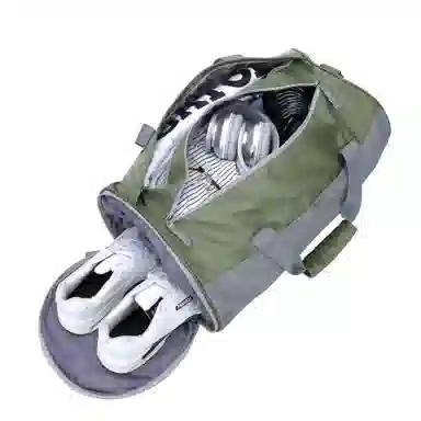 真维斯 休闲简约高颜值时尚短途出差旅行大容量休闲百搭运动多功能外出 锦纶 健身包单肩包斜挎包背包 常规 男女同款 灰绿