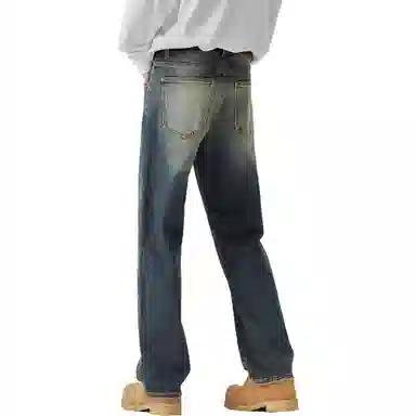 ALL IN Washed Straight Jeans Blue