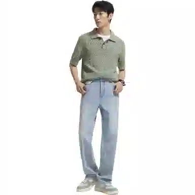 九牧王男裤专家 自在系列简约百搭高弹舒适纯色直筒休闲牛仔裤 男款 浅蓝色