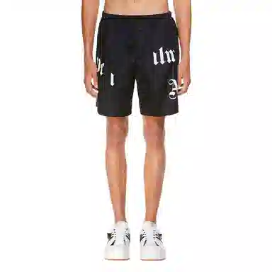 Palm Angels SS21 Broken Logo Beach Shorts Black