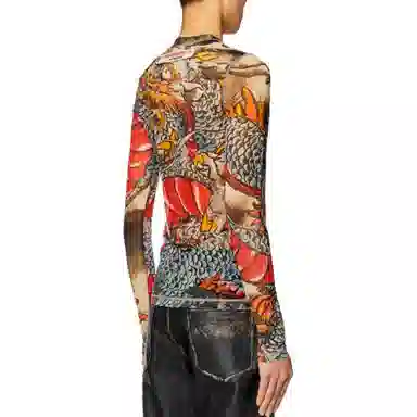 DIESEL SS24 Dragon Mesh Long Sleeve Tee