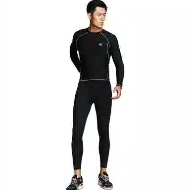 匹克 纯色圆领运动跑步训练速干透气四件套休闲运动套装 男款