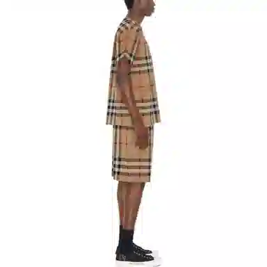 Burberry SS23 Check Elastic Waist Shorts Khaki