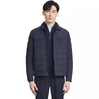 卡尔丹顿 纯色翻领单排扣长袖羽绒服 男款 蓝色系