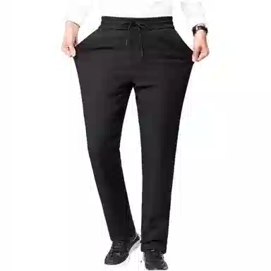 鸭鸭 外穿抽绳设计休闲直筒加绒加厚羽绒裤 男款