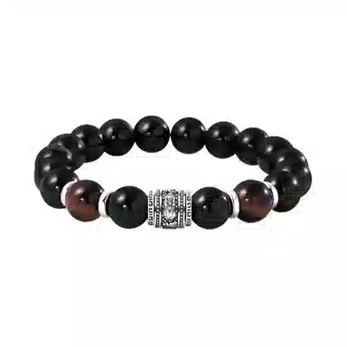 丰运阁 六字真言 国潮貔貅吞金兽复古事事顺利招财纳福平安喜乐 轻奢设计感 黑曜石 手串 男女同款情侣款