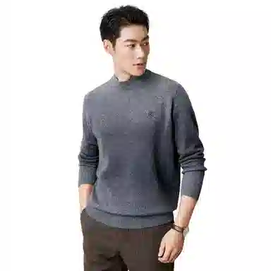 恒源祥 渐变色半高领针织毛衣 男款