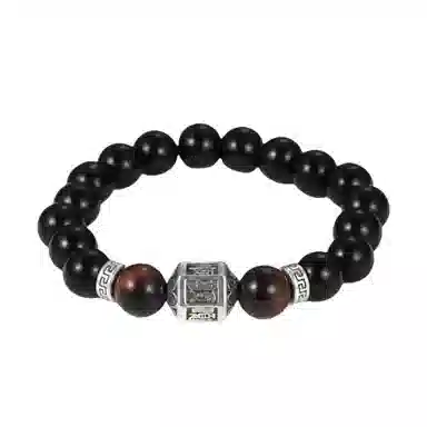 丰运阁 六字真言 国潮貔貅吞金兽复古事事顺利招财纳福平安喜乐 轻奢设计感 黑曜石 手串 男女同款情侣款