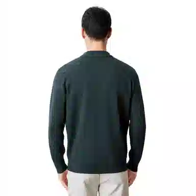 恒源祥 半高领花版纯色纯羊毛针织毛衣 男款