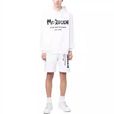 Alexander McQueen FW22 Graffiti Logo Hoodie White