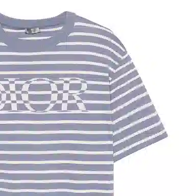 Dior SS21 Striped Logo T-Shirt Blue