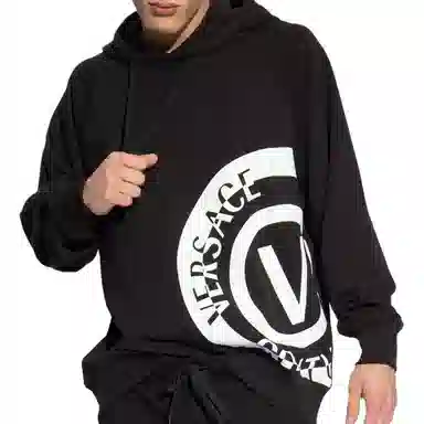 Versace Jeans Couture SS24 Letter Logo Hoodie Black