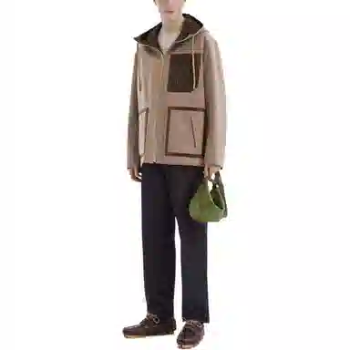 Fendi FW24 Logo Jacquard Hoodie Parka Beige