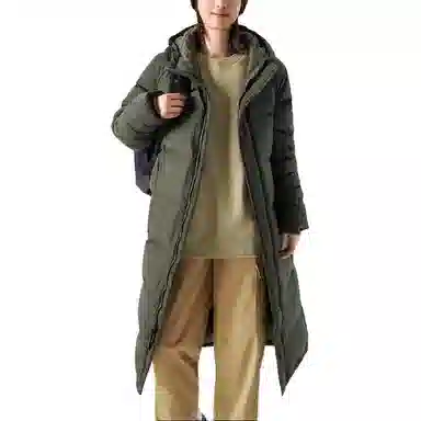 The North Face Logo Zip Hoodie Down Jacket Green