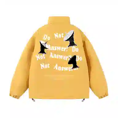 三体 不要回答红岸基地系列 简约基础款字母印花美式复古潮牌柔软舒适立领抽绳下摆宽松休闲加厚保暖字母长袖面包服棉服 男女同款