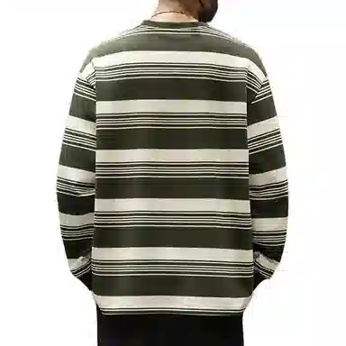WOOD SOON Striped Loose Fit Long Sleeve Sweatshirt