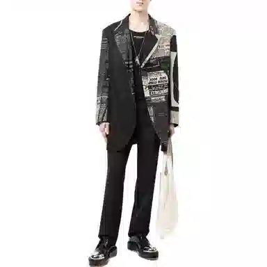 Yohji Yamamoto FW22 Geometric Print Oversized Blazer