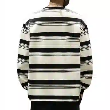 WOOD SOON Striped Loose Fit Long Sleeve Sweatshirt
