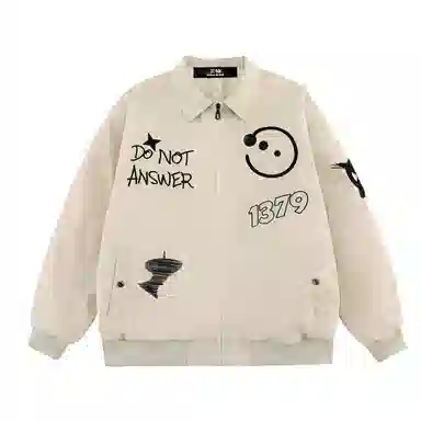 三体 红岸基地系列 美式复古简约宽松加厚保暖防水服趣味大绣花字母基础款拉链休闲翻领高街潮牌学生户外机能风棉服 男女同款