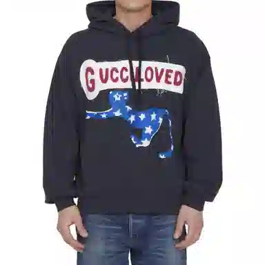 GUCCI SS23 Loose Hoodie Geometric Pattern Black