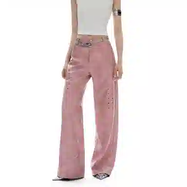 IMXS Vintage Washed Split Casual Pants Dusty Pink