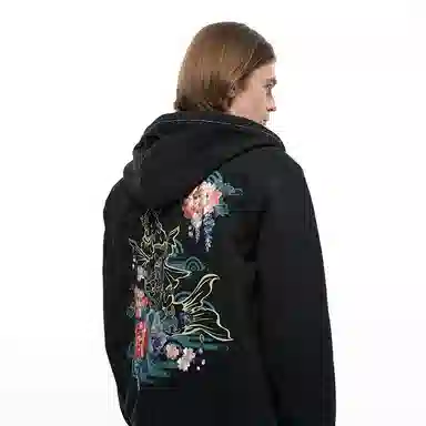 Oniarai Knit Cardigan Hoodie Black