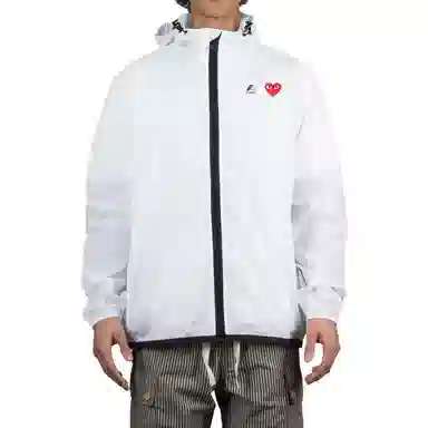 CDG Play x K-Way Zip Jacket White Logo