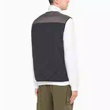 Stone Island Nylon Blend V-Neck Zip Vest Black