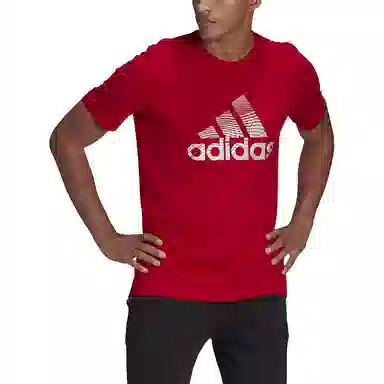 adidas Letter Logo Crew Neck T-Shirt Red