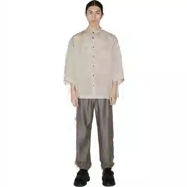 速写 纯色中腰束脚休闲裤 男款