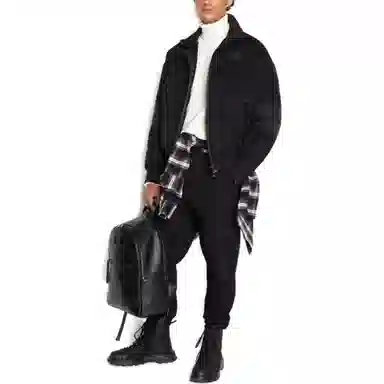 Emporio Armani Logo Zip Turtleneck Jacket Black