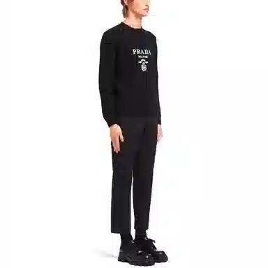 Prada SS21 Logo Knit Pullover Black