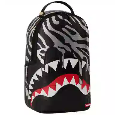 Sprayground Shark Logo Zebra Backpack Black