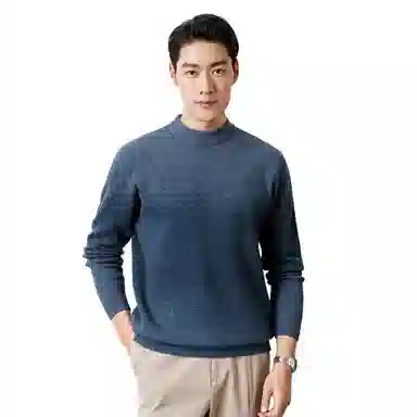 恒源祥 渐变色半高领针织毛衣 男款