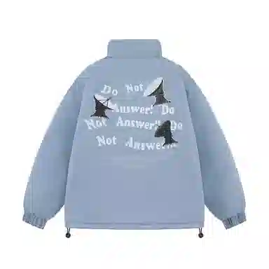 三体 不要回答红岸基地系列 简约基础款字母印花美式复古潮牌柔软舒适立领抽绳下摆宽松休闲加厚保暖字母长袖面包服棉服 男女同款