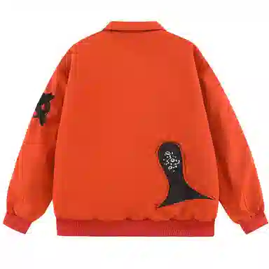 三体 红岸基地系列 美式复古简约宽松加厚保暖防水服趣味大绣花字母基础款拉链休闲翻领高街潮牌学生户外机能风棉服 男女同款