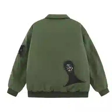 三体 红岸基地系列 美式复古简约宽松加厚保暖防水服趣味大绣花字母基础款拉链休闲翻领高街潮牌学生户外机能风棉服 男女同款