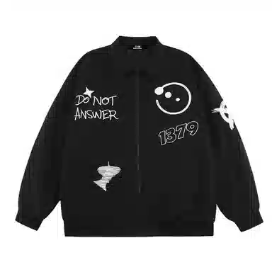 三体 红岸基地系列 美式复古简约宽松加厚保暖防水服趣味大绣花字母基础款拉链休闲翻领高街潮牌学生户外机能风棉服 男女同款