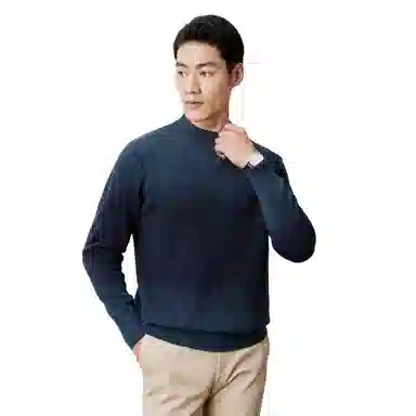 恒源祥 渐变色半高领针织毛衣 男款