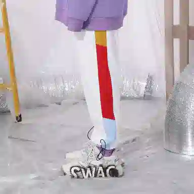 XXGOGO Retro Colorblock Jogger Pants White